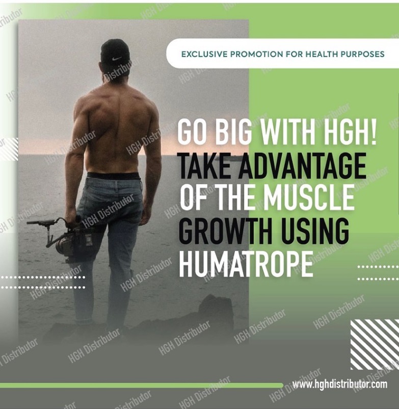 Bodybuilder with HGH Humatrope promoting muscle growth