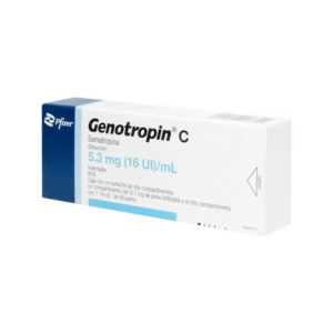 Genotropin C 5.3 mg 16 UI mL Somatropin packaging by Pfizer.