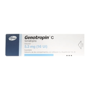 Genotropin C 5.3 mg 16 UI Somatropin packaging by Pfizer.
