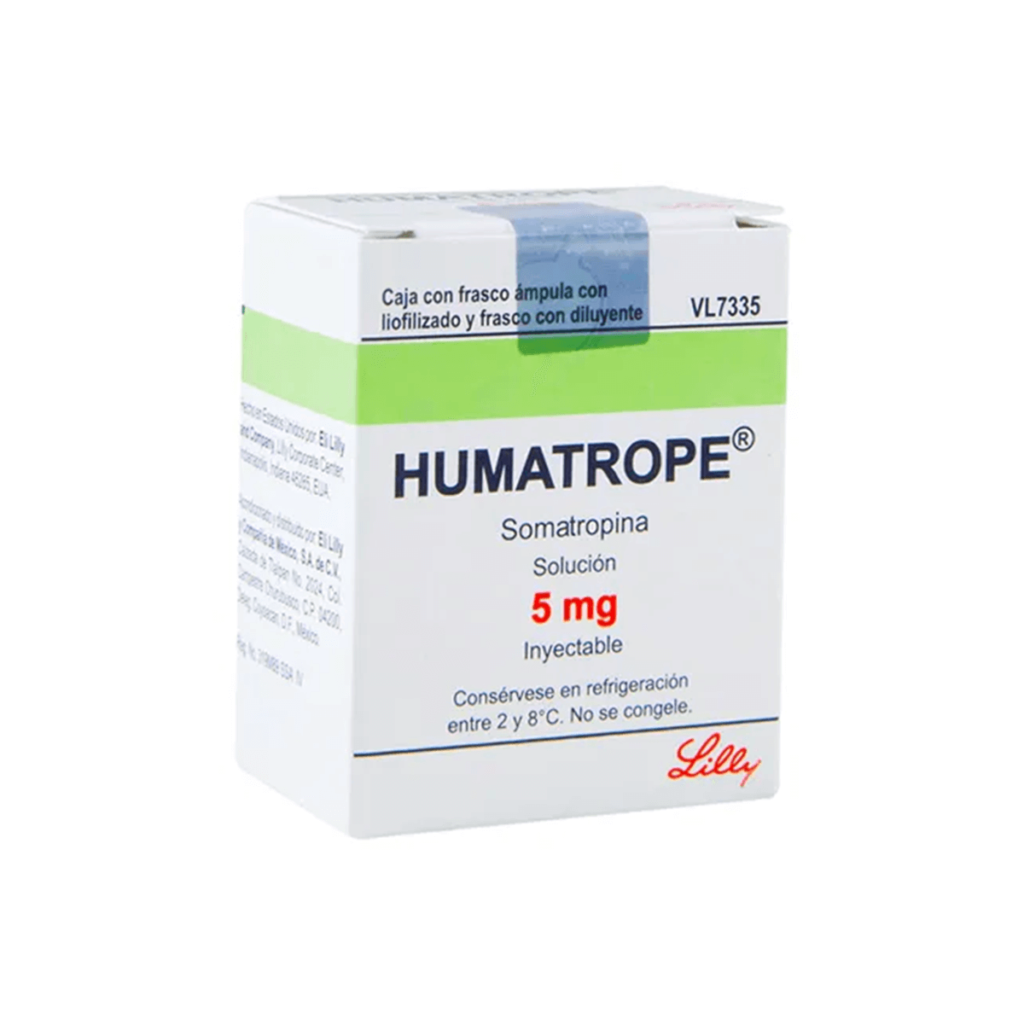 Humatrope 5 mg Somatropin packaging by Lilly.