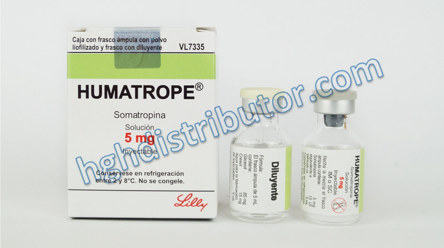 Image of Humatrope 5mg packaging with syringes.
