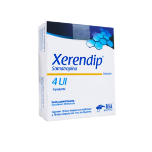 Xerendip 4 UI Somatropin packaging by PISA Biotec.